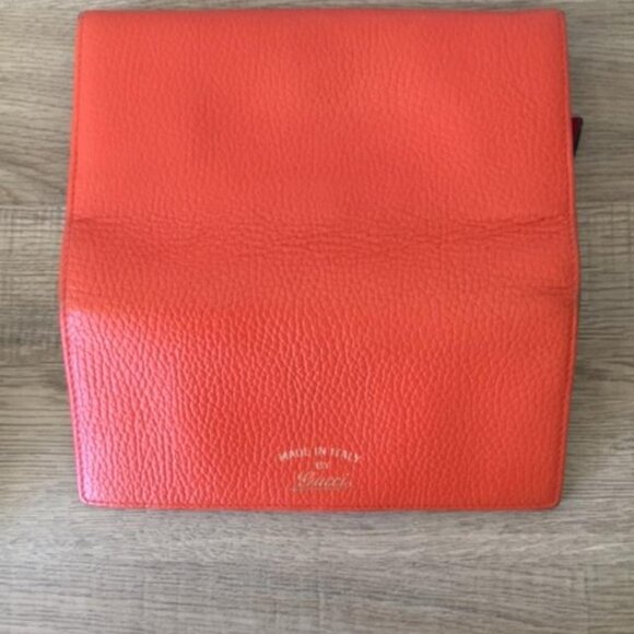 GUCCI Swing Long Wallet in Vibrant Orange Leather with Pink Interior 354498 2067 - Picture 7 of 12